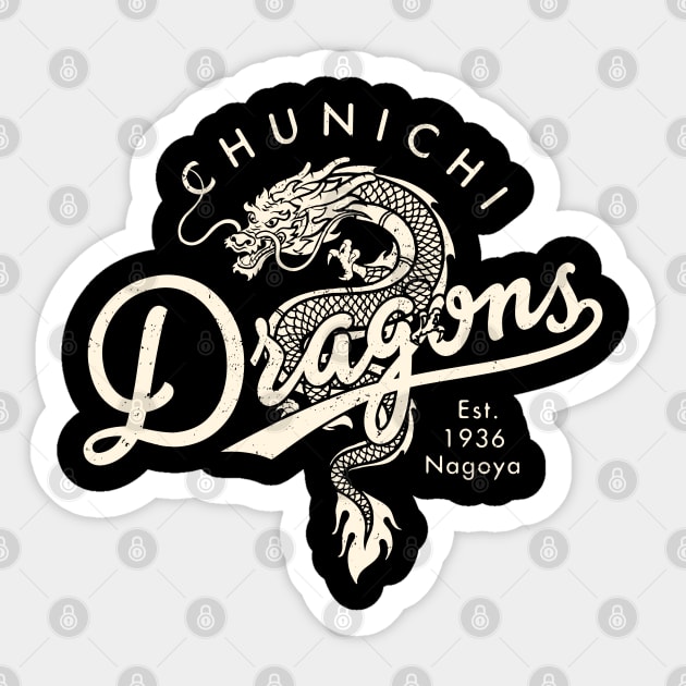 Vintage Chunichi Dragons 2 by © Buck Tee Originals Sticker by Buck Tee